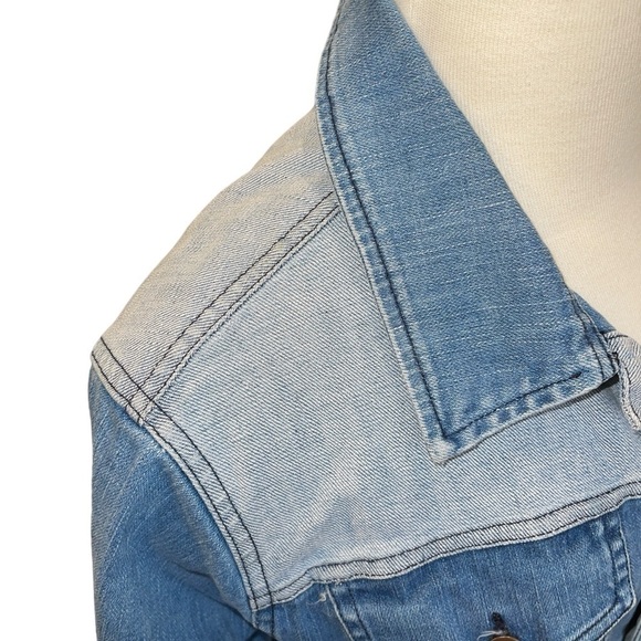 Blue Sixteen Women's Jacket M/L Blue 2 Tone Pockets Collared Long Sleeve Button - Picture 6 of 9